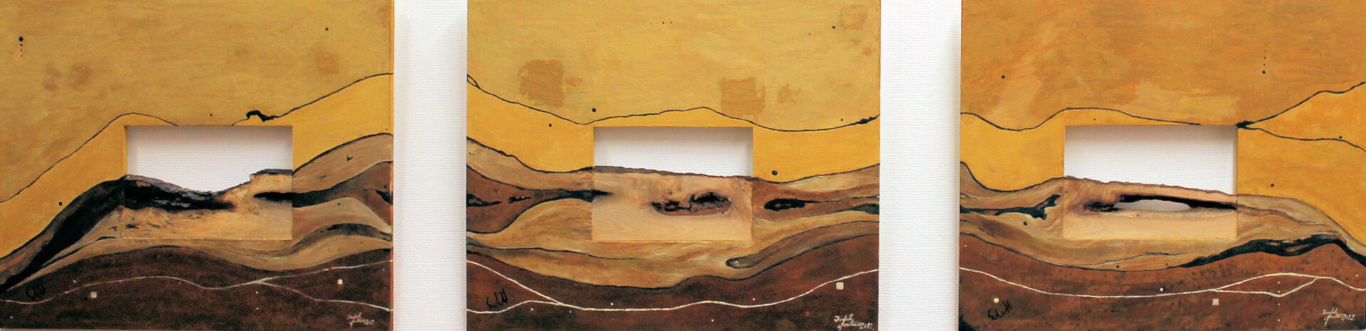 Bernd Gerstner | Künstler | Heddesheim | Erde an Holz | "Alles im Fluss - Triptychon"