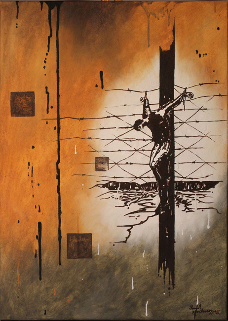 Bernd Gerstner | Künstler | Heddesheim | Verletzte Seelen | Krieg | "Der Pfahl", 2015