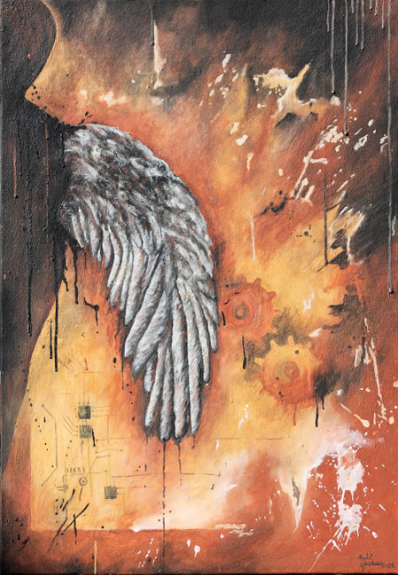 Bernd Gerstner | Künstler | Heddesheim | Neue Arbeiten | "Ikarus", 70x100cm, 2025