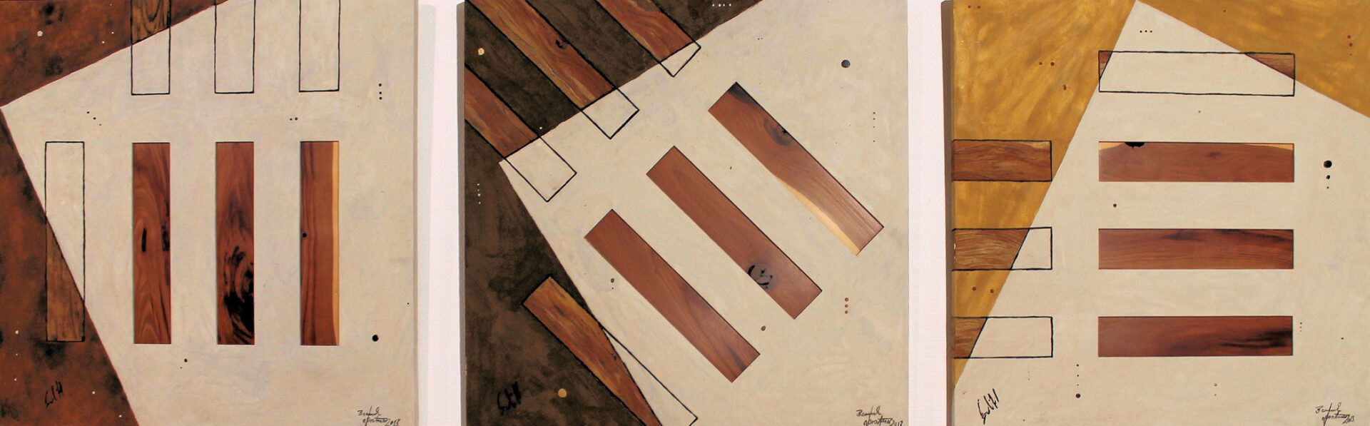 Bernd Gerstner | Künstler | Heddesheim | Erde an Holz | "Konstruktion - Triptychon", 2013