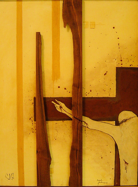 Bernd Gerstner | Künstler | Heddesheim | Erde an Holz | "Kreuzigung 3", 2007