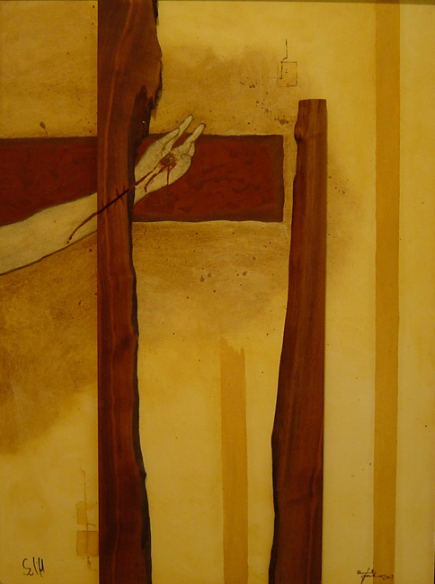 Bernd Gerstner | Künstler | Heddesheim | Erde an Holz | "Kreuzigung 4", 2007