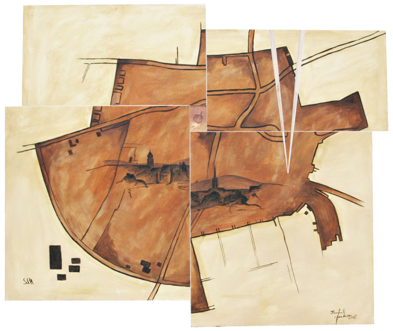 Bernd Gerstner | Künstler | Heddesheim | Erde an Holz | "Planquadrate 4"