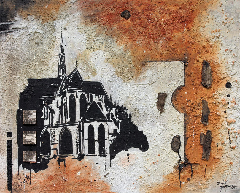 Bernd Gerstner | Künstler | Heddesheim | Spurensuche | "Kirche von Nogent-le-Roi"