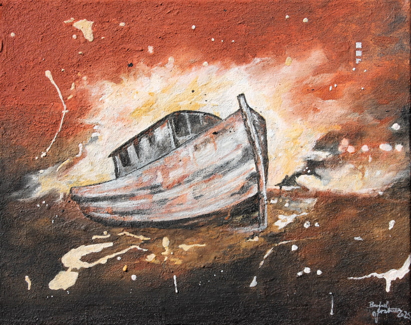 Bernd Gerstner | Künstler | Heddesheim | Neue Arbeiten | "Wrack", 50x40cm, 2025