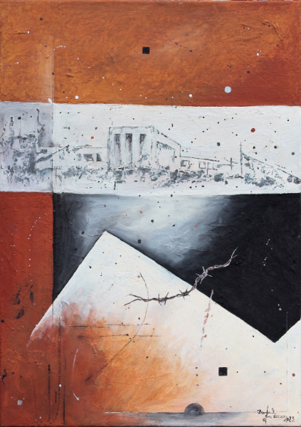 Oktober 23, Erde auf Leinwand, 50x70cm, 2023