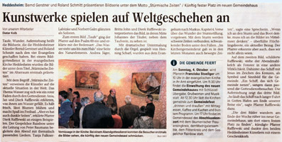 Bernd Gerstner + Roland Schmitt | Künstler | Heddesheim | Presse | 02.10.2015